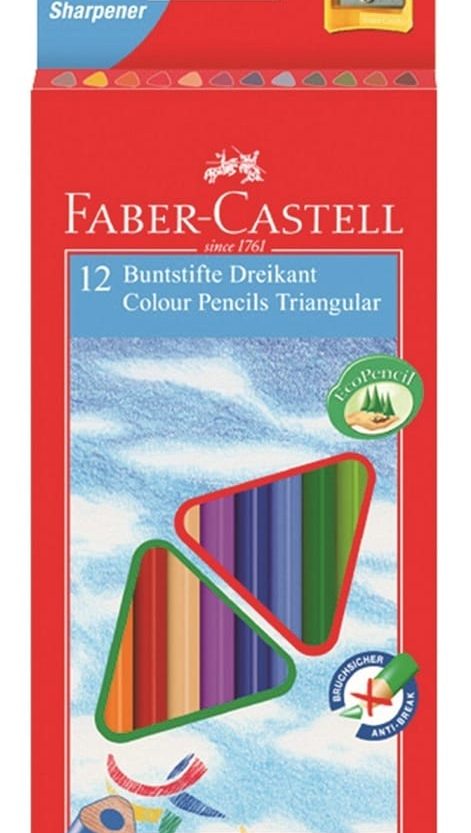 Boje drvene  12boja trokutaste Faber-Castell 120523 blister
