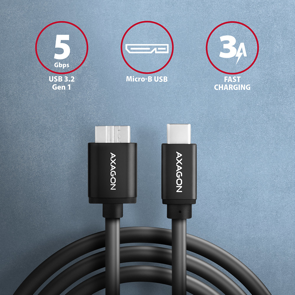 CC USB CM 3.2Gen1 -> USB MicroBM Superspeed, 1m, AXA - Slika 2