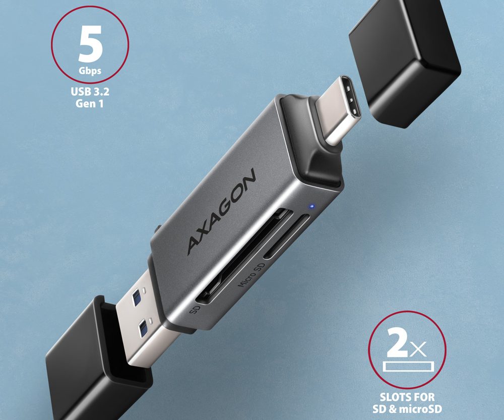 Alternative view of MEM CR AXAGON USB 3.2 Gen 1 CRE-DAC, SD, microSD