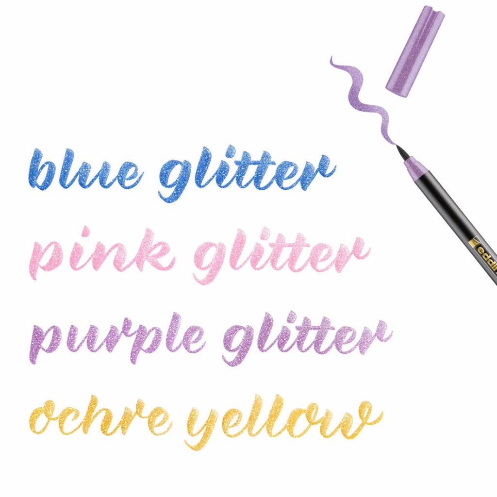 Flomaster brushpen 1-6 mm 4boje glitter Edding 1340/4 blister - Slika 2