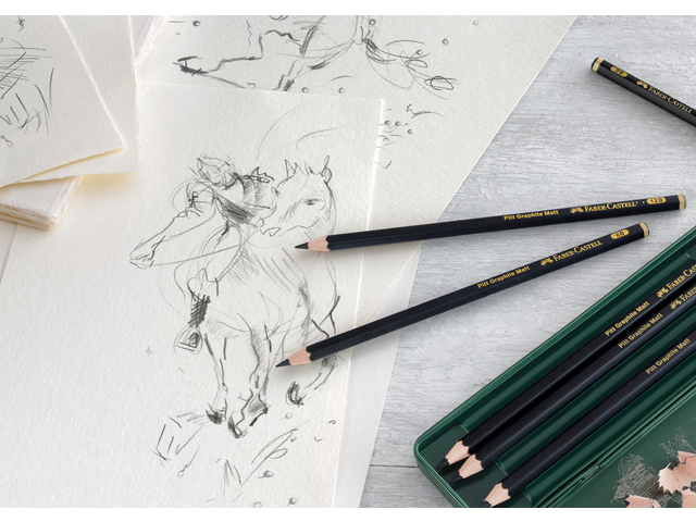 Olovka grafitna pk6 u metalnoj kutiji Pitt graphite matt Faber-Castell 115207 - Slika 4