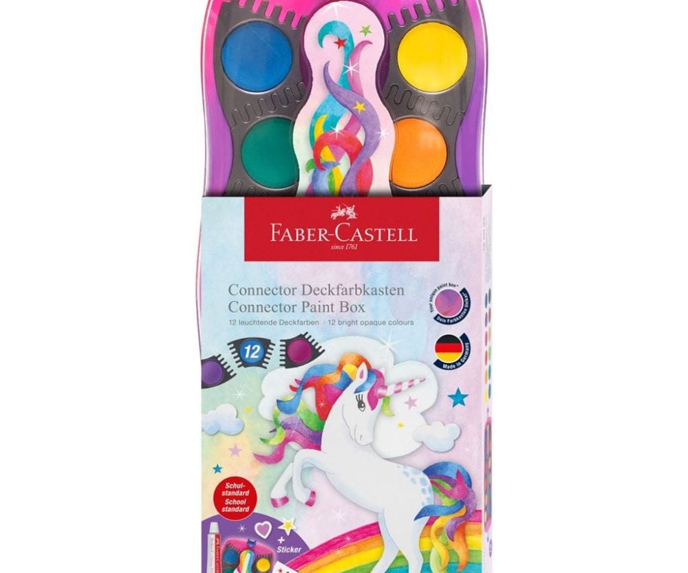 Boja vodena fi 24 mm 12 boja + bijela tempera Connector Unicorn Faber Castell 125035