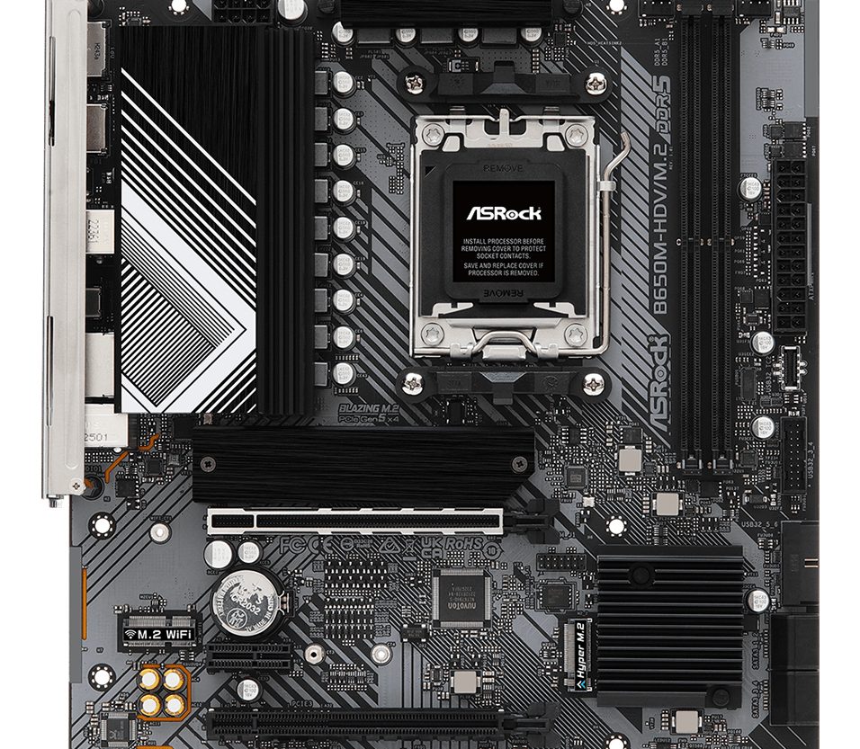 Alternative view of ASROCK B650M-HDV/M.2 AM5 2xDDR5 2xPCIe