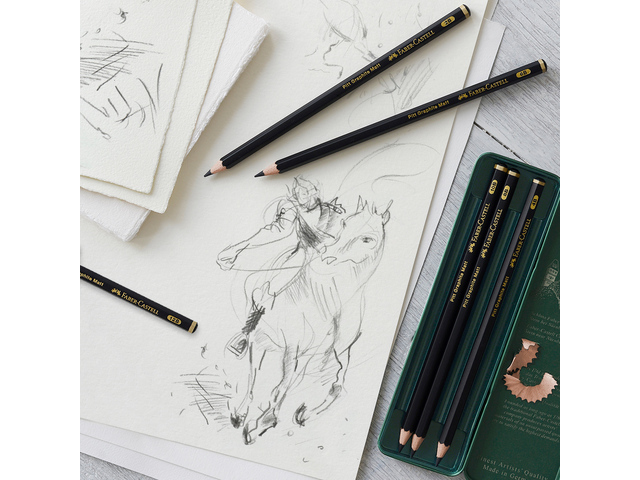 Olovka grafitna pk6 u metalnoj kutiji Pitt graphite matt Faber-Castell 115207 - Slika 6