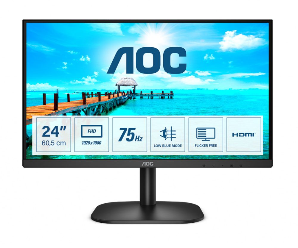 AOC 24B2XHM2 24" VA WLED monitor 1920x1080 75Hz VGA HDMI 4ms VESA 100x100