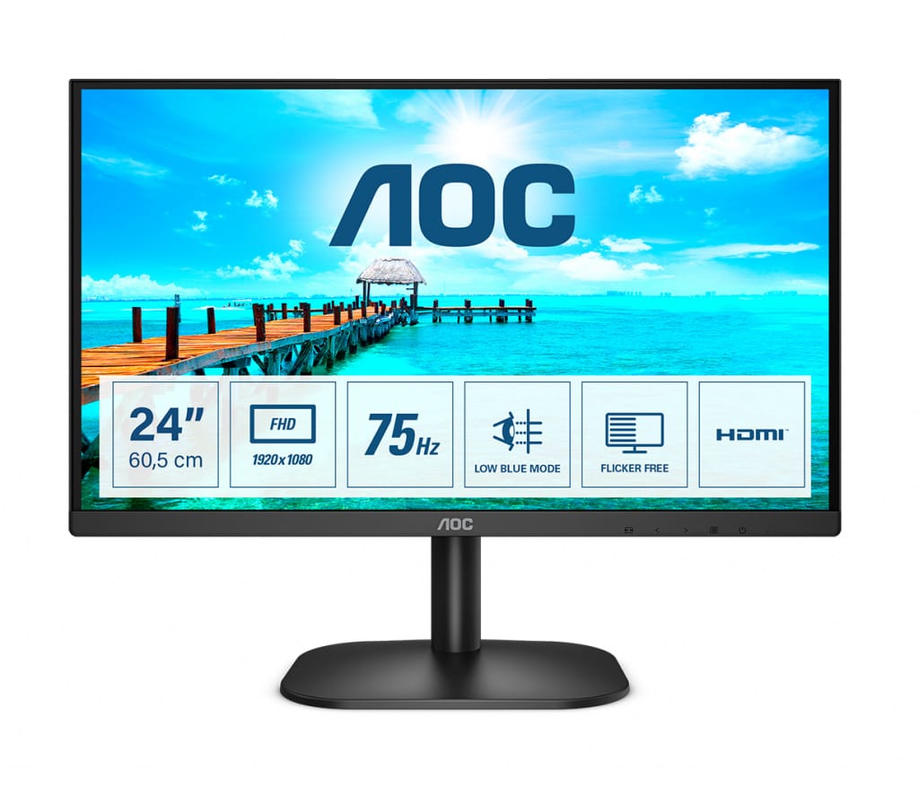 AOC 24B2XHM2 24" VA WLED monitor 1920x1080 75Hz VGA HDMI 4ms VESA 100x100