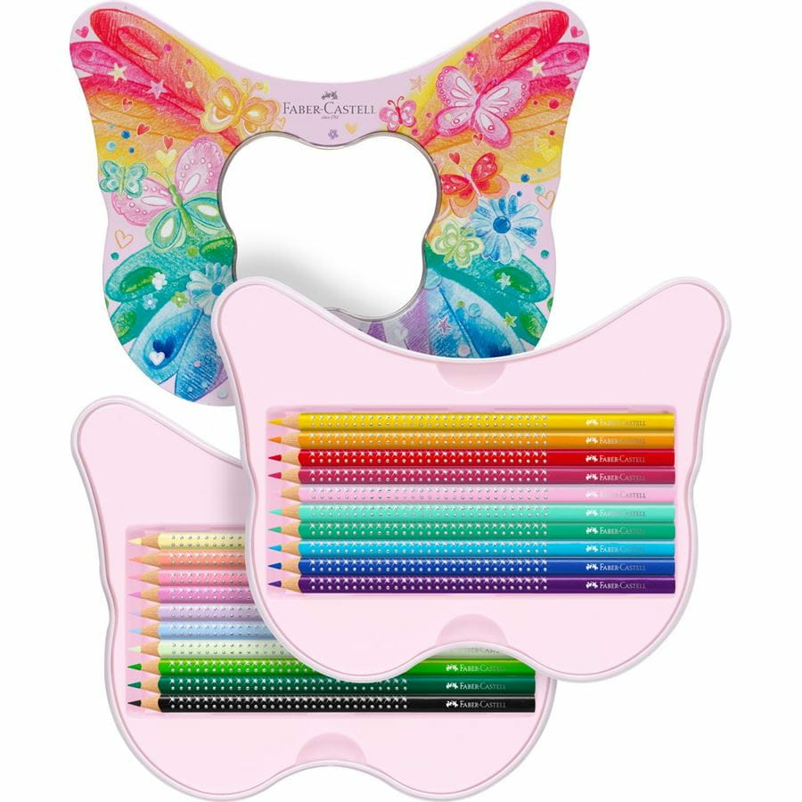 Boje drvene 20boja metalna kutija Sparkle Butterfly Faber Castell 201971 - Slika 5