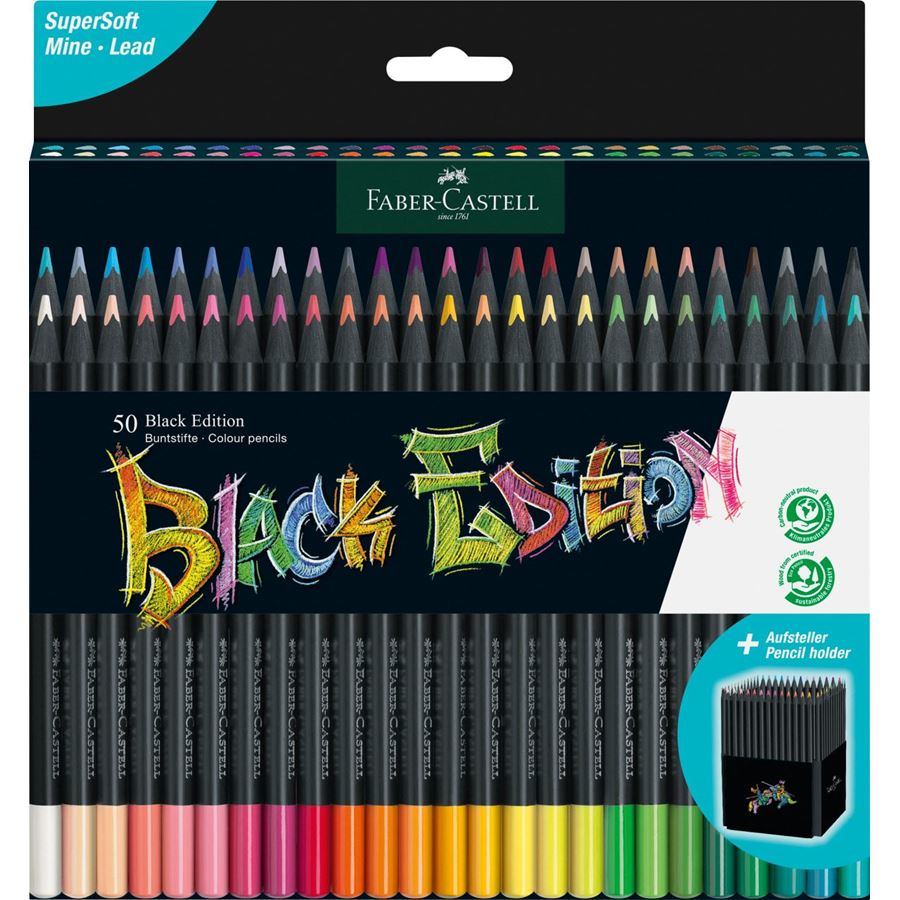 Boje drvene 50boja trokutaste Black Edition Faber-Castell 116450 blister