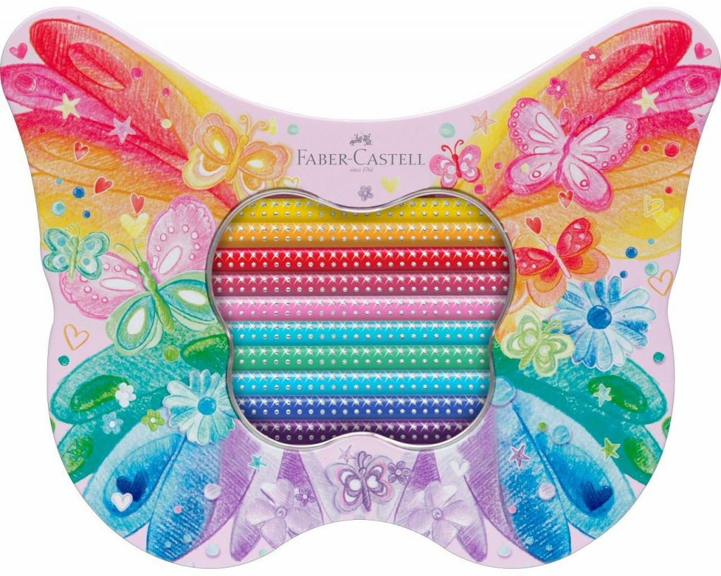 Boje drvene 20boja metalna kutija Sparkle Butterfly Faber Castell 201971 - Slika 2
