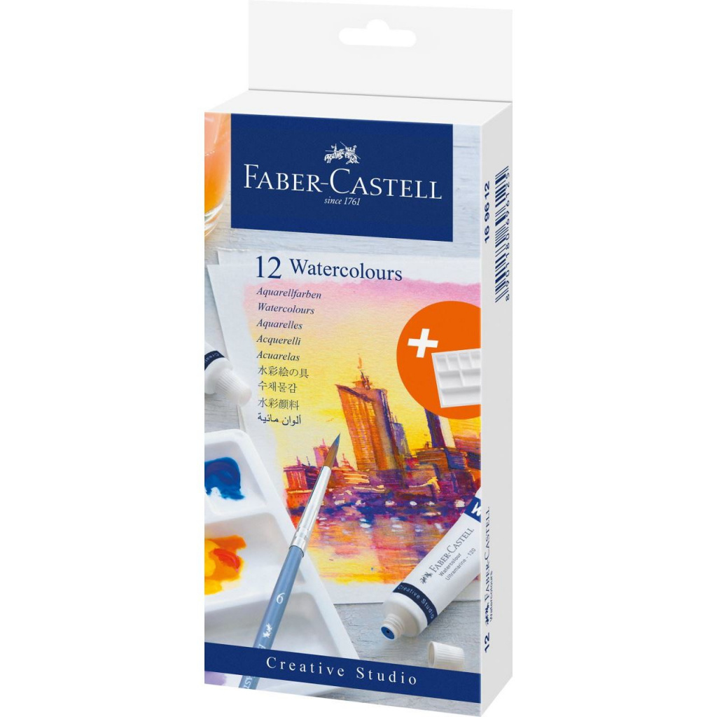 Boja vodena u tubi 9 ml 12 boja+paleta Creative Studio Faber-Castell 169612 blister