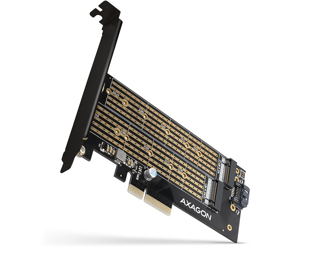 AXAGON PCEM2-D PCI-E 4.0 4x - DUAL M.2 SSD (NVMe + SATA)