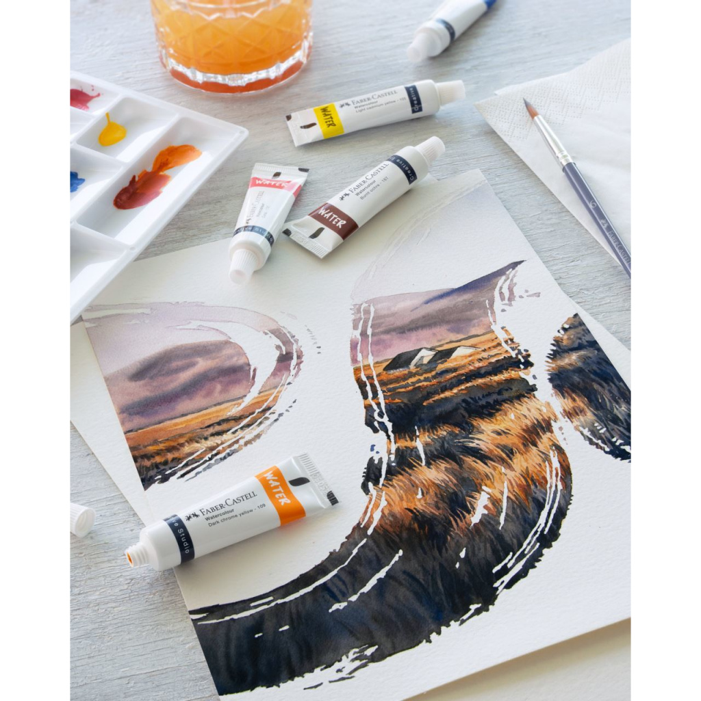 Boja vodena u tubi 9 ml 12 boja+paleta Creative Studio Faber-Castell 169612 blister - Slika 4