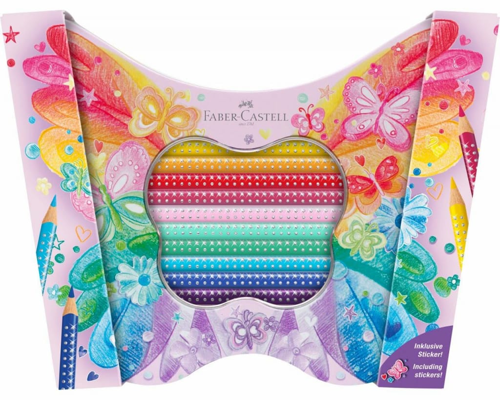 Boje drvene 20boja metalna kutija Sparkle Butterfly Faber Castell 201971