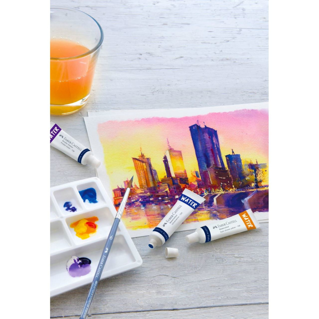Boja vodena u tubi 9 ml 12 boja+paleta Creative Studio Faber-Castell 169612 blister - Slika 5