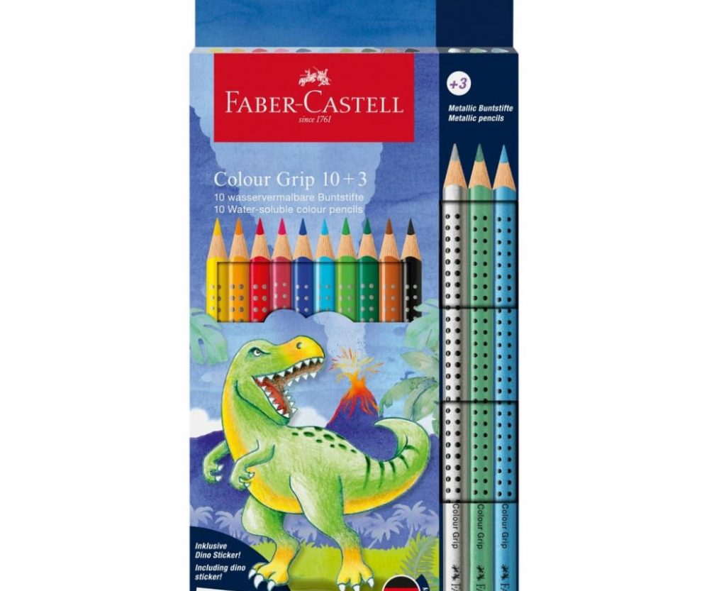 Boje drvene  10 boja Grip 2001 + 3 boje drvene metalic Dino Faber Castell 201545 blister