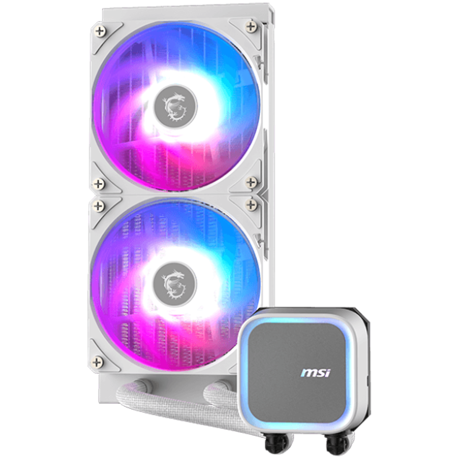 MSI MAG CORELIQUID A13 240 WHITE, 2x120mm Pre-installed ARGB Daisy Chain Fans, Replacable Top Cover, Copper Base Intel LGA 1700/1851, AMD AM5/AM4, 3Y Warranty - Slika 2