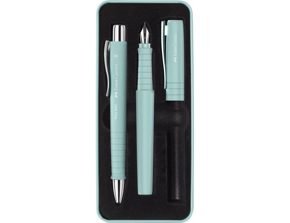 Garnitura olovka kemijska+nalivpero Poly u met.kut. Faber Castell 241053 pastelno tirkizna