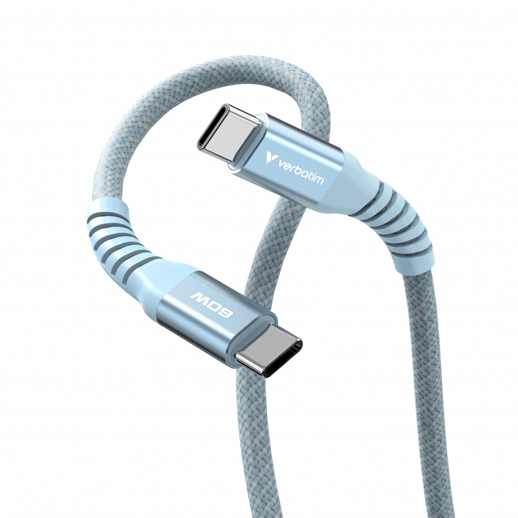 Verbatim Sync & Charge Magnetic kabel USB-C na USB-C, M/M, 60W PD3.0/QC3.0, plavi, 1.2m - Slika 2