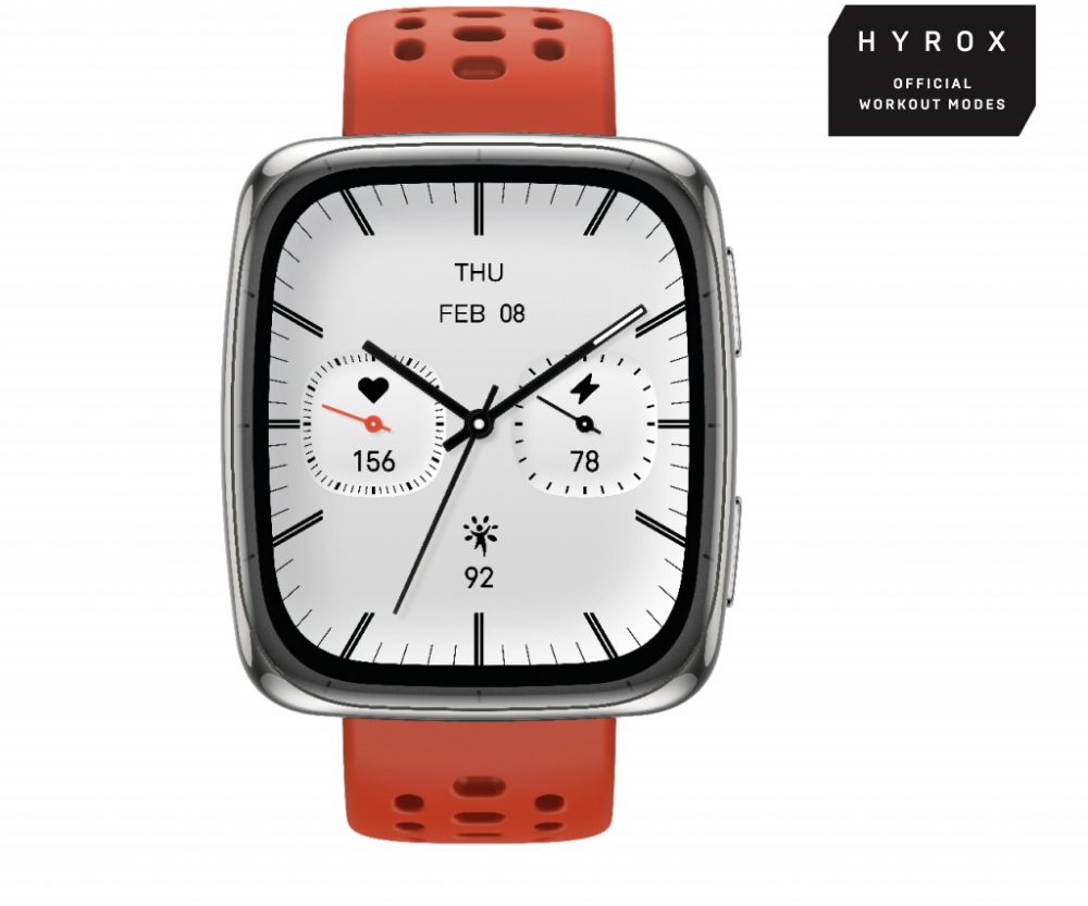 Alternative view of Pametni sat Amazfit Active 2 (Square) crni, kožni remen i crveni silikonski remen