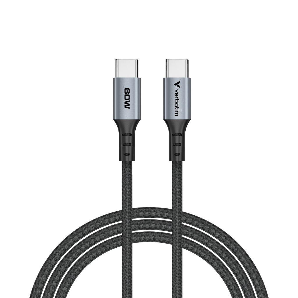 Verbatim Sync & Charge kabel USB-C na USB-C, M/M, 60W PD3.0/QC3.0, crni, 1.2m - Slika 5