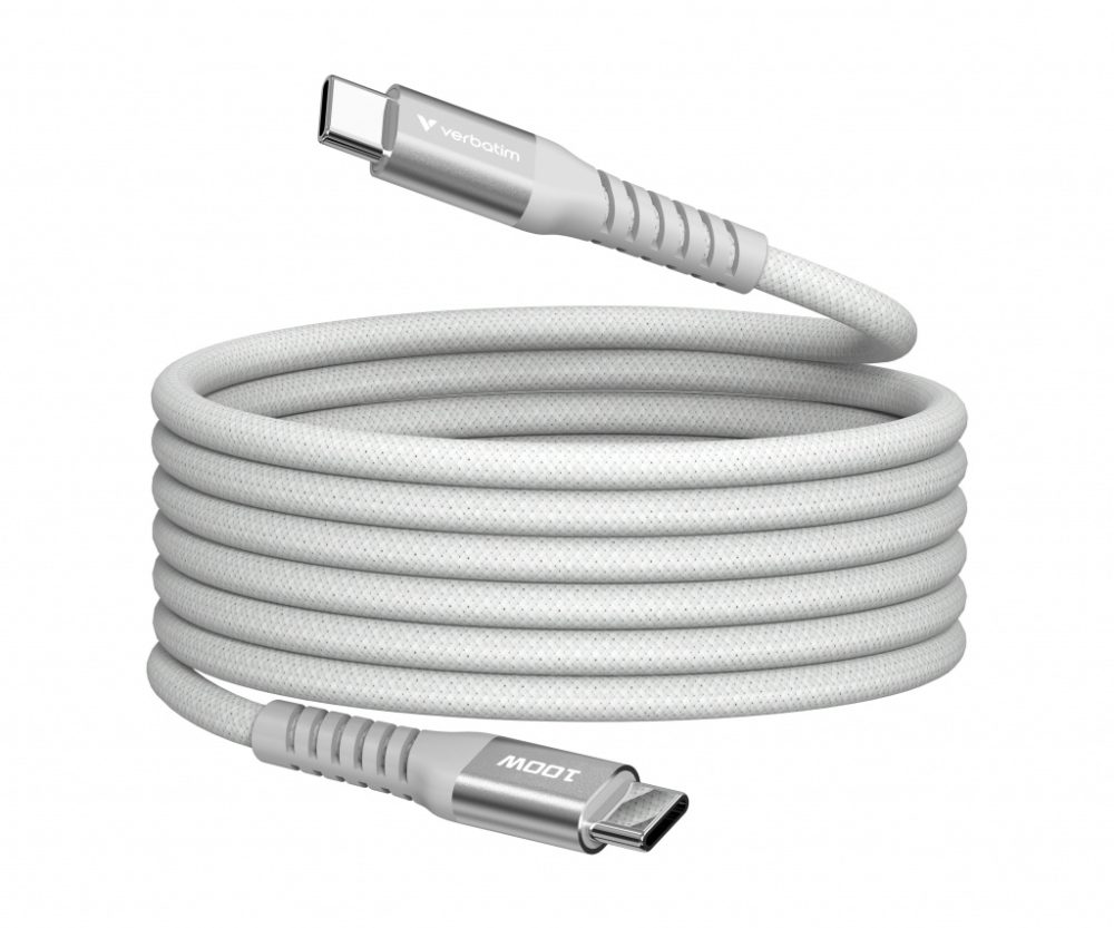 Verbatim Sync & Charge Magnetic kabel USB-C na USB-C, M/M, 100W PD3.0/QC3.0, sivi, 1.2m