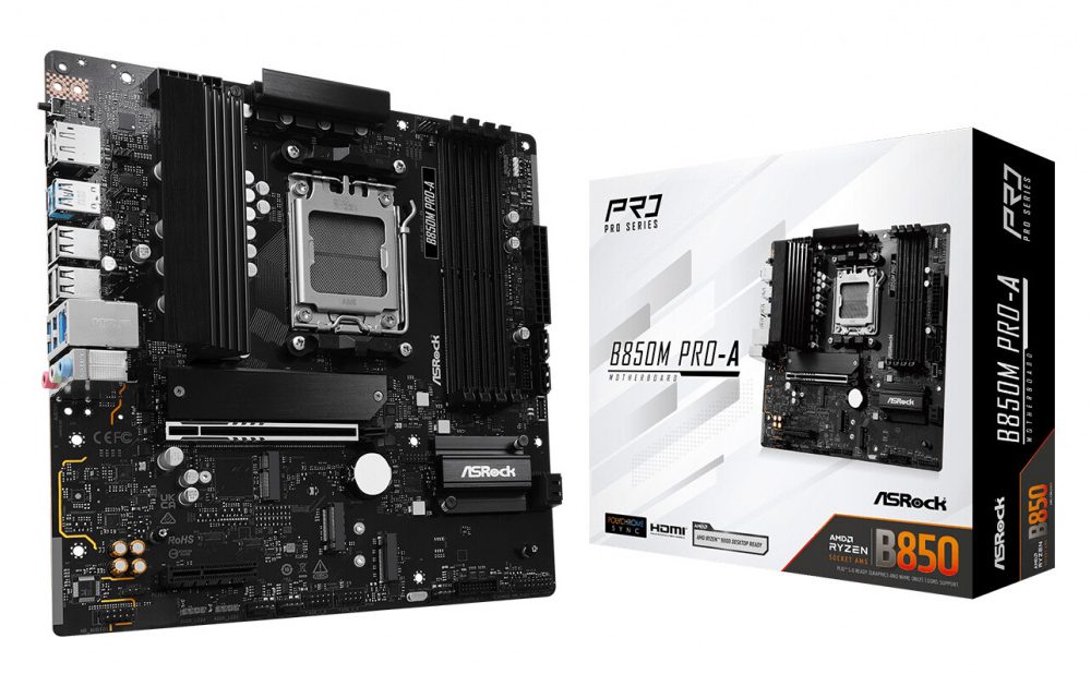 ASRock MB B850M PRO-A, S.AM5, 4xDDR5/8000(OC), PCIe 5.0, 2.5 G-LAN, USB-C, HDMI/DP, mATX