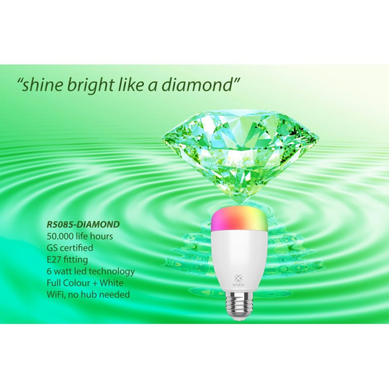 WOOX WiFi Smart LED RGB+CCT žarulja E27, 6W, 500lm, 2700K-6500K dimabilna, WooxHome app, glasovna kontrola - Alexa & Google Assistant (R5085) - Slika 3