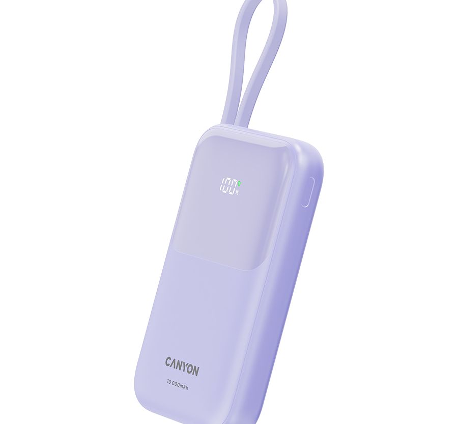 Alternative view of CANYON power bank OnPower 101 built-in cable 10000 mAh PD22.5W Ljubičasti