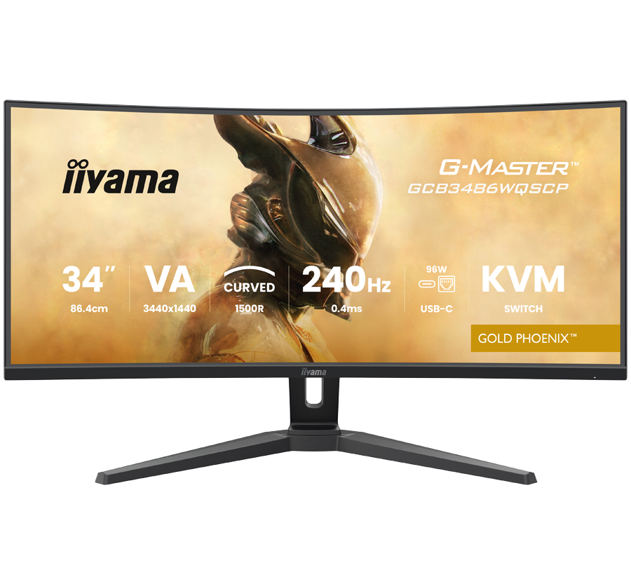34" UW VA-panel, Curved Gaming 1500R,G-Master Gold Phoenix, 3440x1440-240Hz (21:9),0,4ms (MPRT),500cdm HDR400,FreeSync Premium,Speakers,2xHDMI (2.1) VRR/ALLM,2xDisplayPort, USB-C DOCK (LAN/KVM/95W PD),USB 2x3,2+1xC, PIP/PBP,13cm Height Adj. Stand