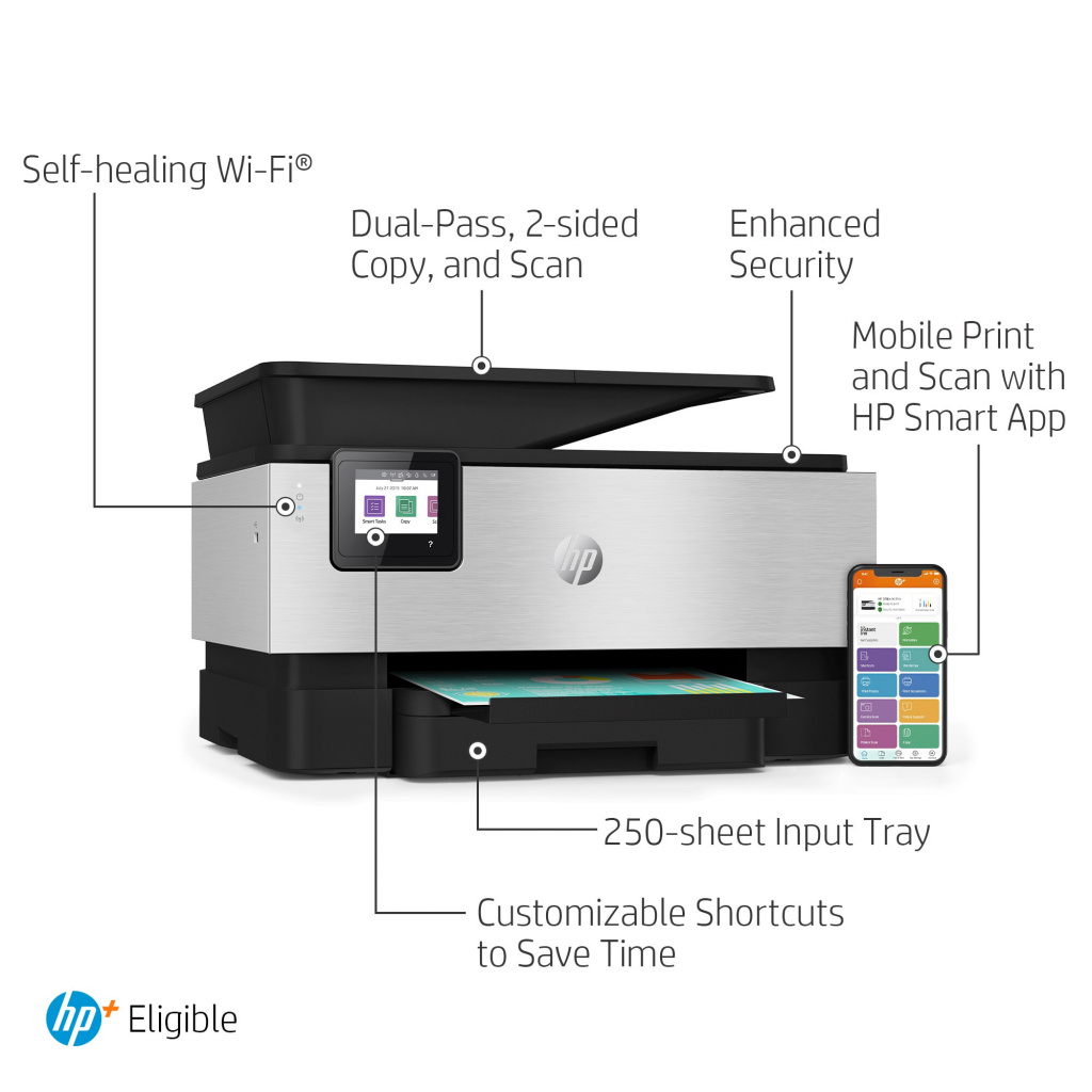 HP OfficeJet Pro 9010e multifunkcijski pisač 1200x1200dpi 22/18ppm fax ADF Duplex USB WiFi Ethernet ePrint - Slika 4