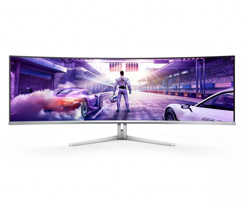 Alternative view of Philips Monitor Evnia 49M2C8900L/00 49" QD-OLED, 32:9, 5120x1440 (Dual QHD), 144hz 0.03ms, 250 cd/m2 (typical), 1,500,000:1, 2x HDMI 2.1, DisplayPort 1.4, USB-C (90W), 4x USB 3.2, Speakers (2x 7.5W tweeters, 2x 7.5W woofers), White Design, Adaptive