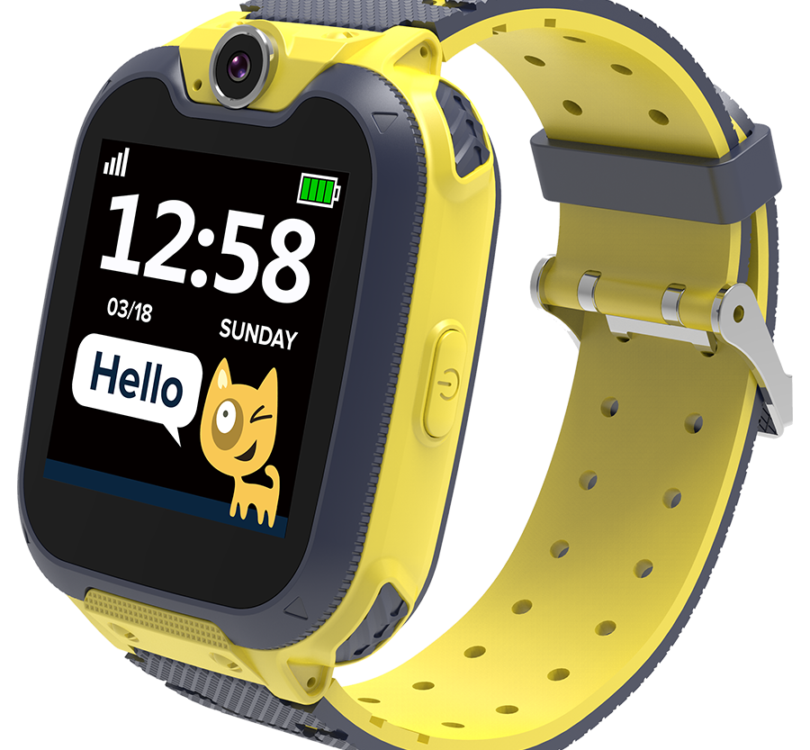 Alternative view of CANYON Tommy KW-31, Kids smartwatch, 1.54 inch colorful screen, Camera 0.3MP, Mirco SIM card, 32+32MB, GSM(850/900/1800/1900MHz), 7 games inside, 380mAh battery, compatibility with iOS and android, Yellow, host: 54*42.6*13.6mm, strap: 230*20mm, 45g