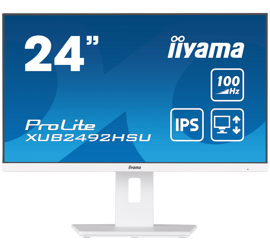 IIYAMA Monitor LED XUB2492HSU-W6 WHITE 23.8" IPS 1920 x 1080 @100Hz 16:9 250 cd/m2 1300:1 0.4ms HDMI DP USB 4 x 3.2  Full Ergonomic