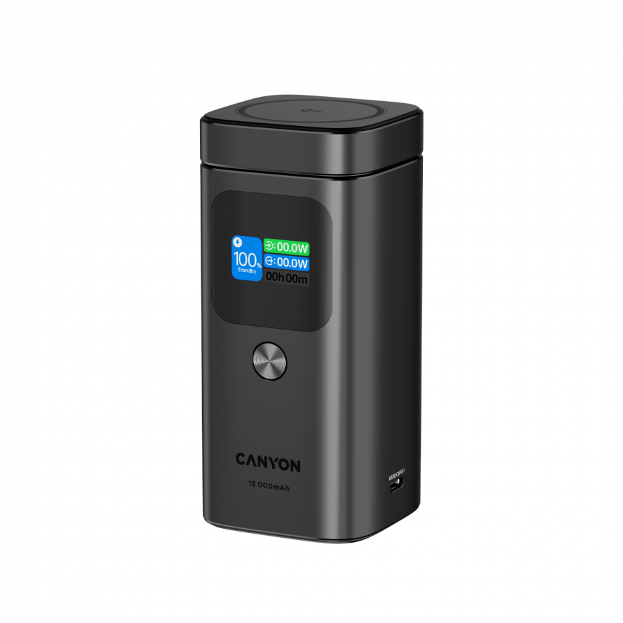 CANYON Qi2 magnetic power bank OnPower 150 15000mAh Aluminium Dark grey - Slika 2