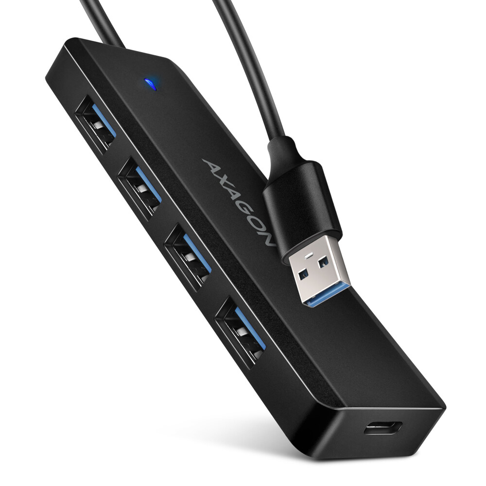 USB HUB 4 x USB 3.2 Gen1, USB-AM, 19cm, USB-C power IN, Axagon HUE-C1A