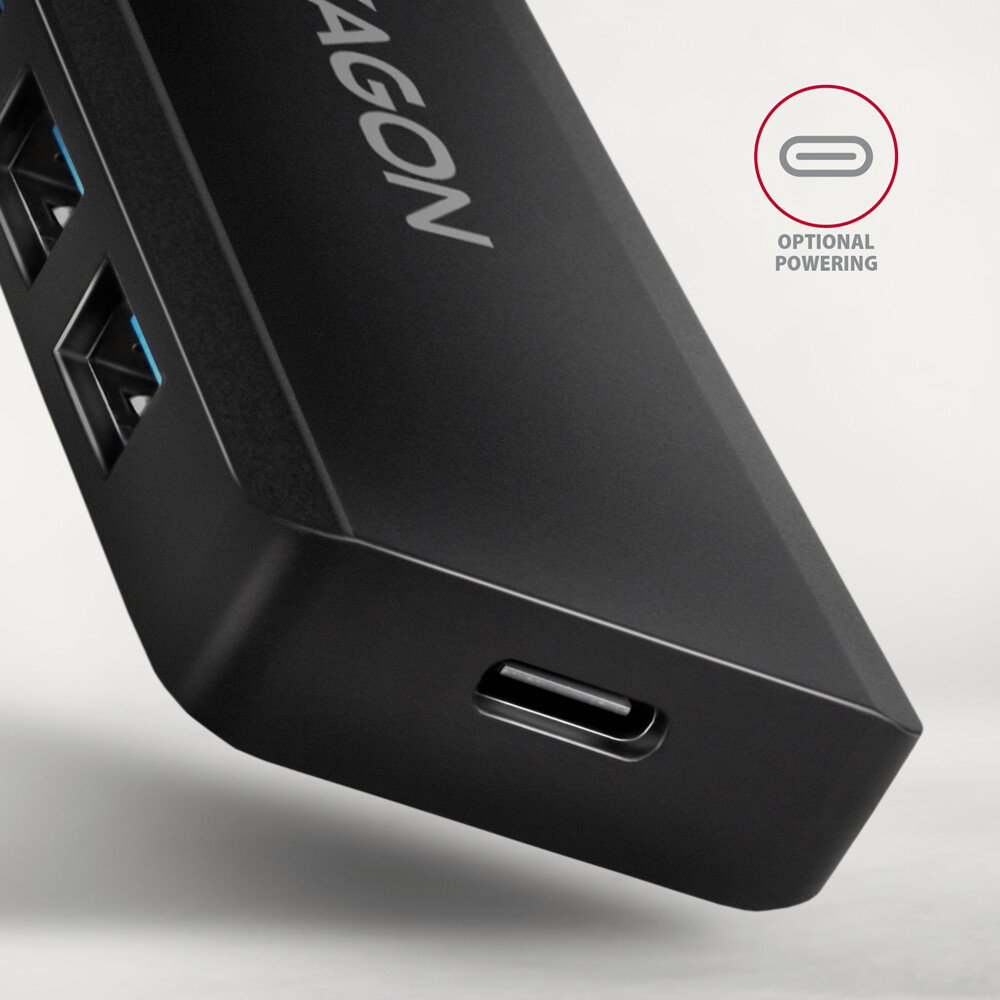 USB HUB 4 x USB 3.2 Gen1, USB-AM, 19cm, USB-C power IN, Axagon HUE-C1A - Slika 4