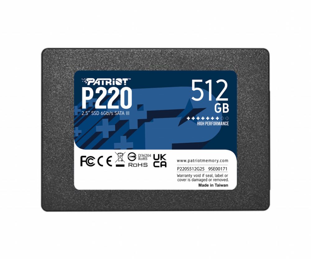 SSD Patriot P220 512GB R525 W500 7mm 2.5"