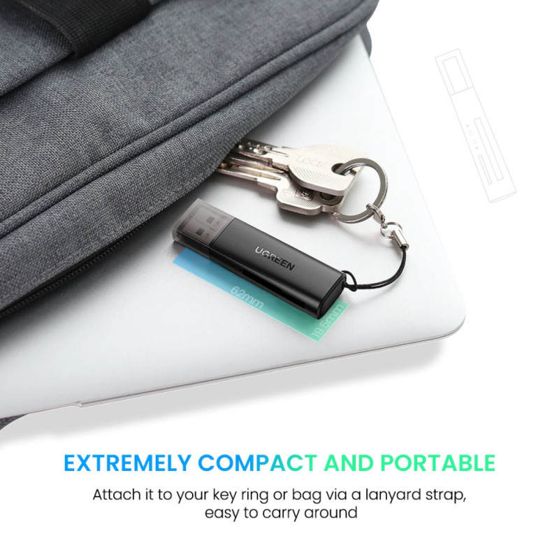 UGREEN čitač memorijskih kartica USB 3.0, TF/SD, crni