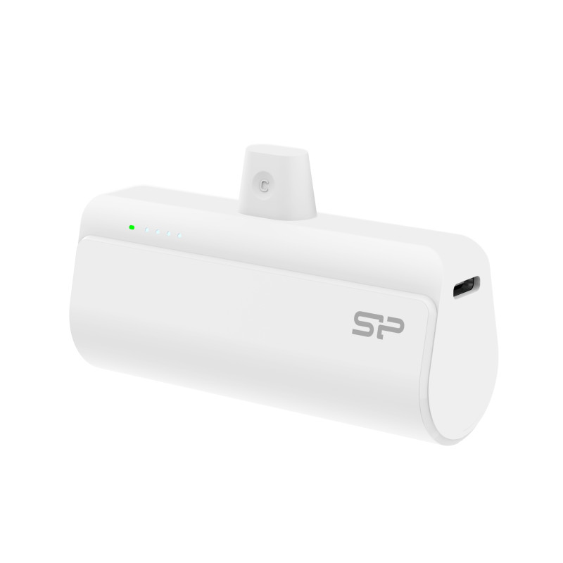 Silicon Power Powerbank QD50, 5000mAh, 20W, integrated Type C connector+Type C port, QC3.0+PD, bijeli