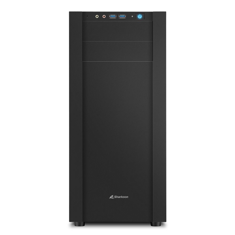 Sharkoon S25-W Midi Tower ATX kućište, prozirna bočna stranica, bez napajanja, plavi LED, crno