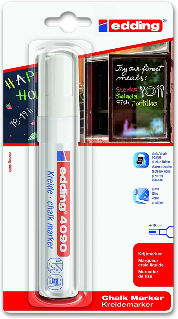 Marker-kreda za staklo 4-15 mm Edding 4090/1 bijeli blister