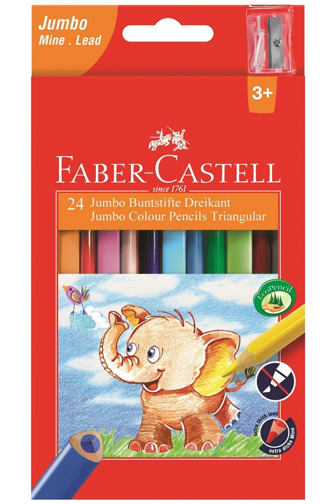 Boje drvene 24boje Jumbo trokutaste Faber-Castell 116524 blister