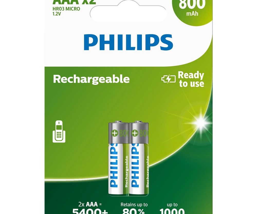 Philips punjive baterije AAA, 2 komada, 800 mAh