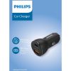 Philips auto punjač, USB-A/USB-C, 36W Fast Charge