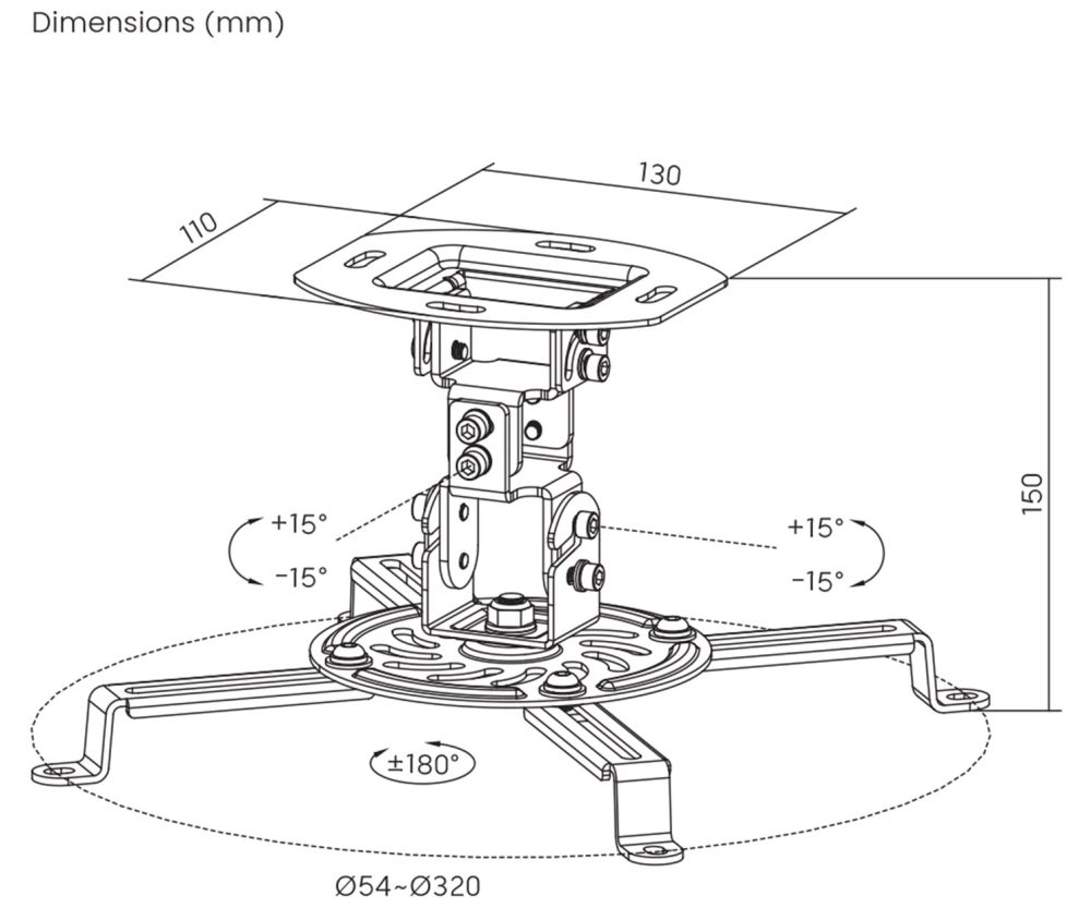 BIT FORCE nagibno-okretni stropni nosač za projektor, do 13.5kg (BOLT CPM-32-FM)