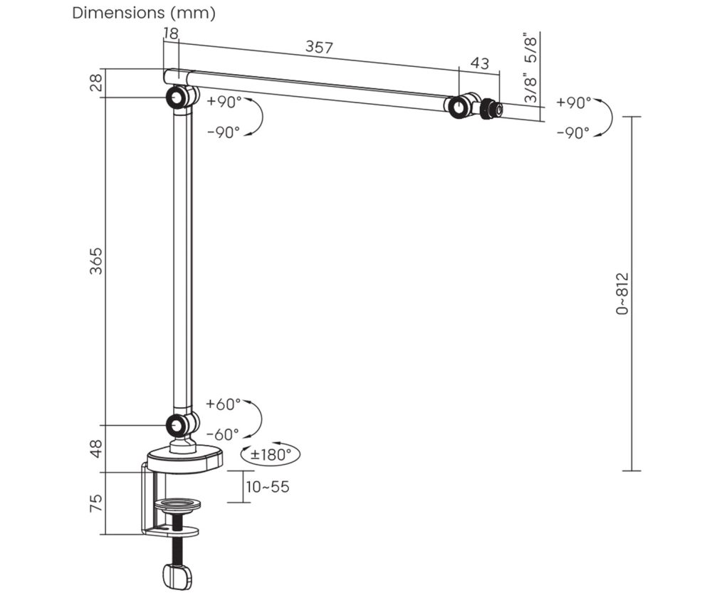 BIT FORCE stolna ručka za 3/8" i 5/8 mikrofon, do 1kg (BRACE DMA-72-FM)
