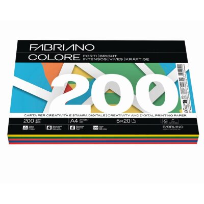 Papir Fabriano Colore A4/200g miješani tamni 100L 19100817