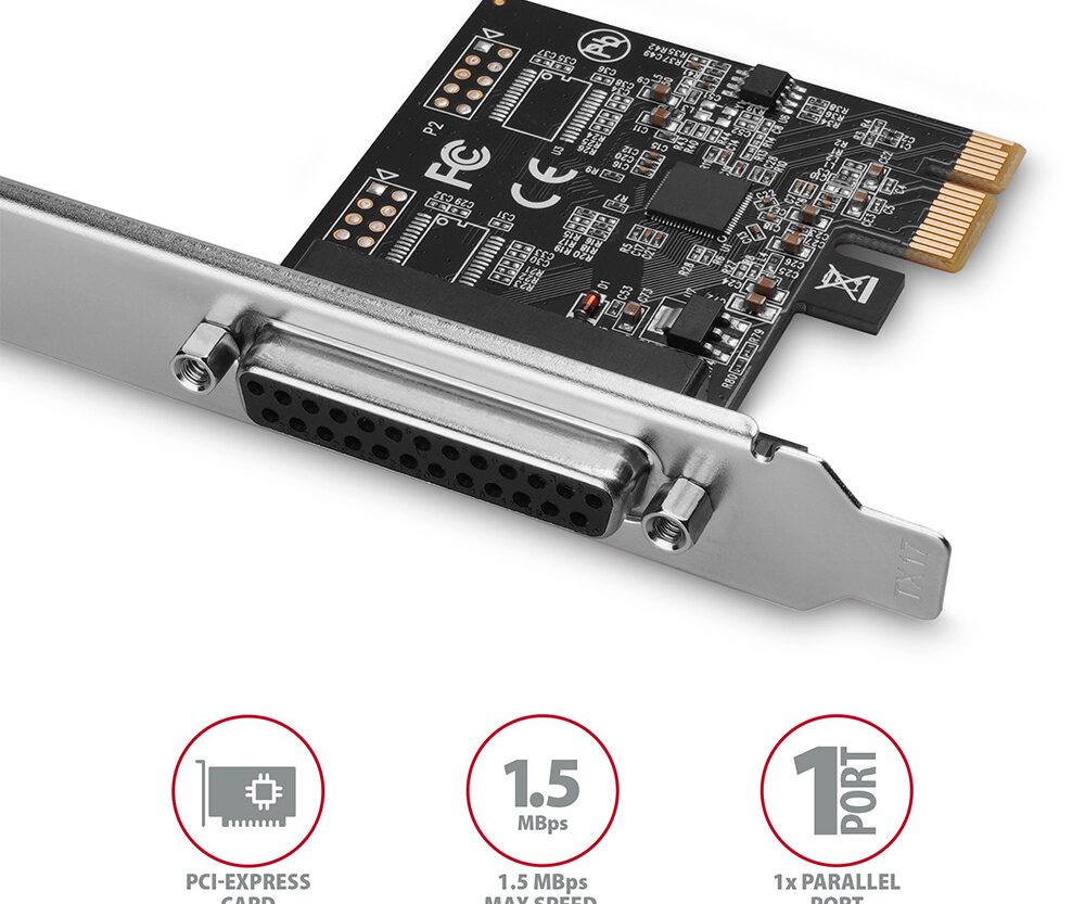 Alternative view of CON PCIe 2.0 -> DB25F Para x1, PCEA-P1N, AXA