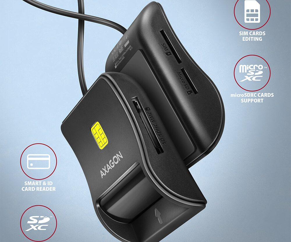 Alternative view of Čitač pametnih kartica AXAGON CRE-SM3SD USB 2.0