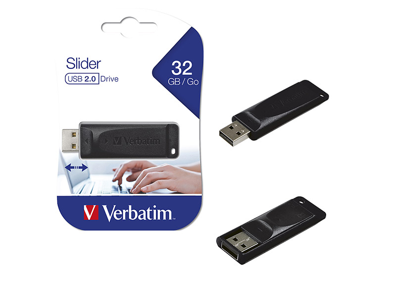 Verbatim USB 2.0 Flash Drive 32GB Store'n'Go Slider crni